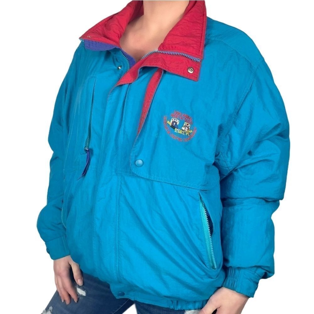 Columbus Blue Vintage  Sports Puffer Jacket